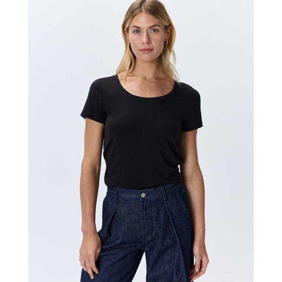 Quince Women's Cotton Modal Scoop Neck Tee Black Basics Size L - Picture 1 of 8